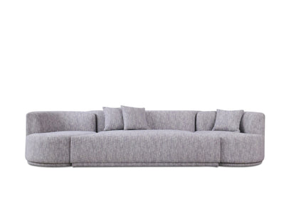 Divani Casa Beau Modern Light Grey Fabric Sectional Sofa With 2 Swirling Chairs - Stylish Upholstery and Unique Swirling Chair Design.