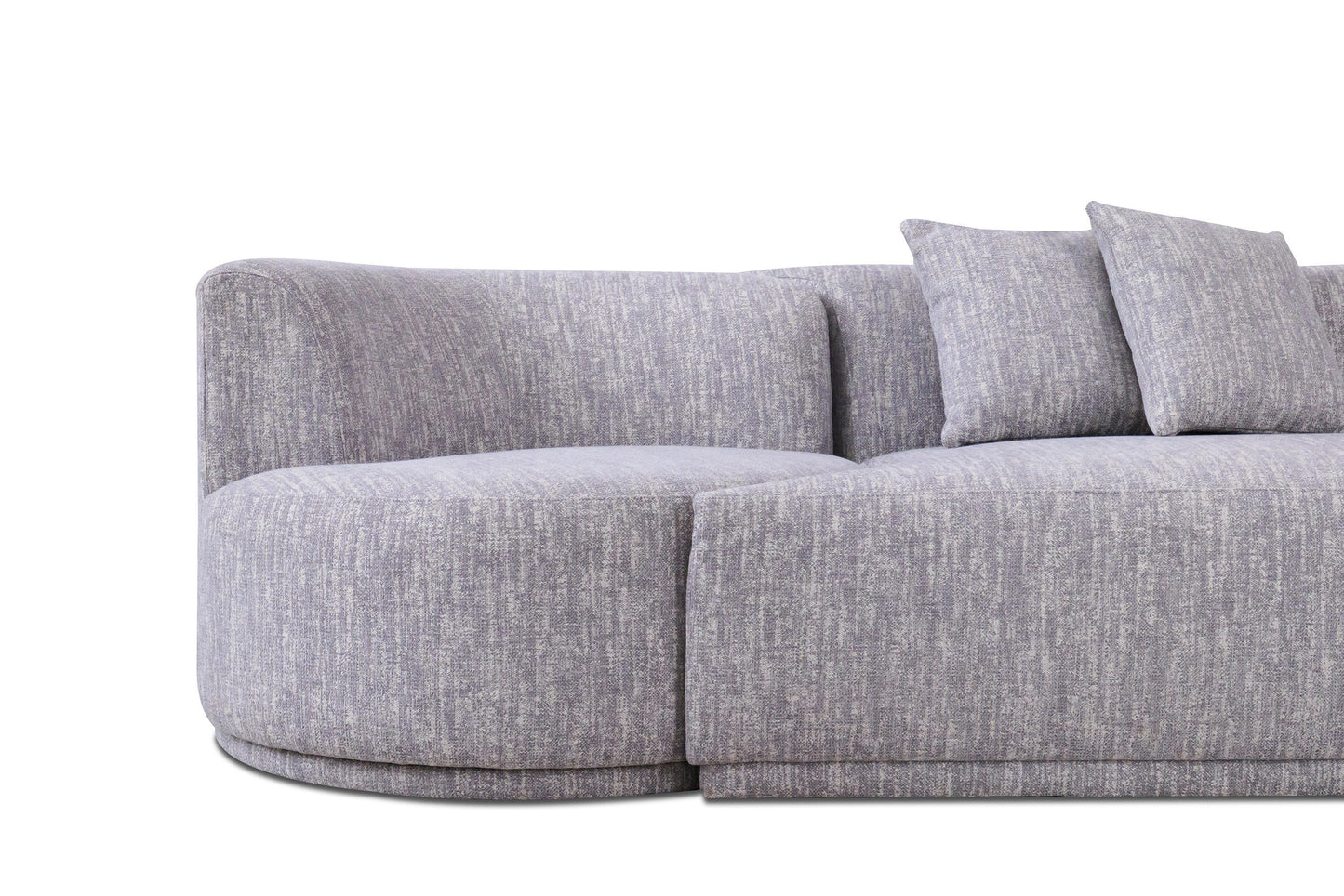 Divani Casa Beau Modern Light Grey Fabric Sectional Sofa With 2 Swirling Chairs - Stylish Upholstery and Unique Swirling Chair Design.