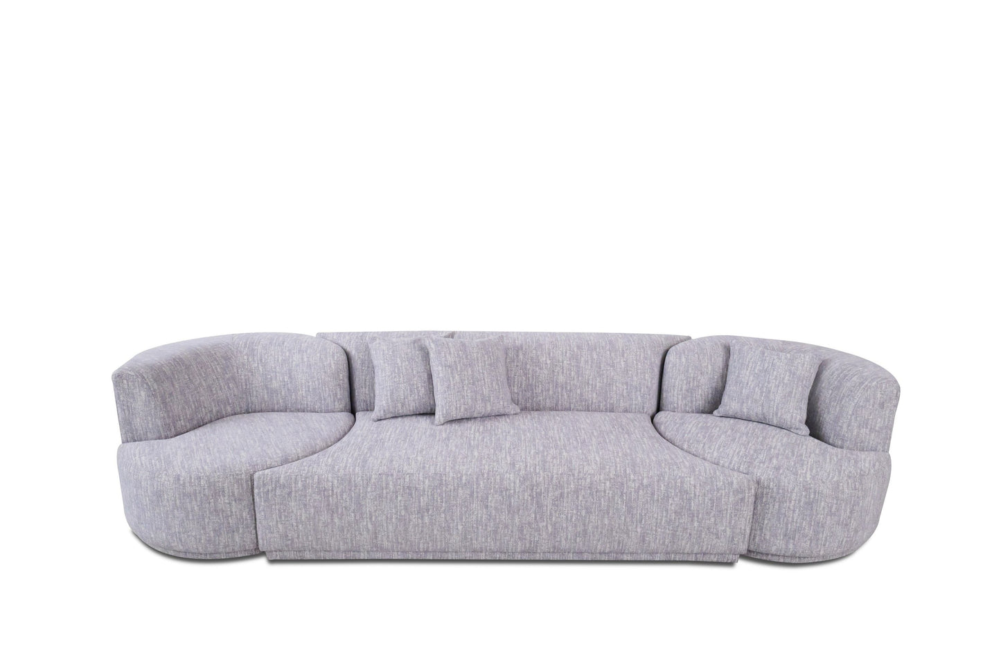 Divani Casa Beau Modern Light Grey Fabric Sectional Sofa With 2 Swirling Chairs - Stylish Upholstery and Unique Swirling Chair Design.
