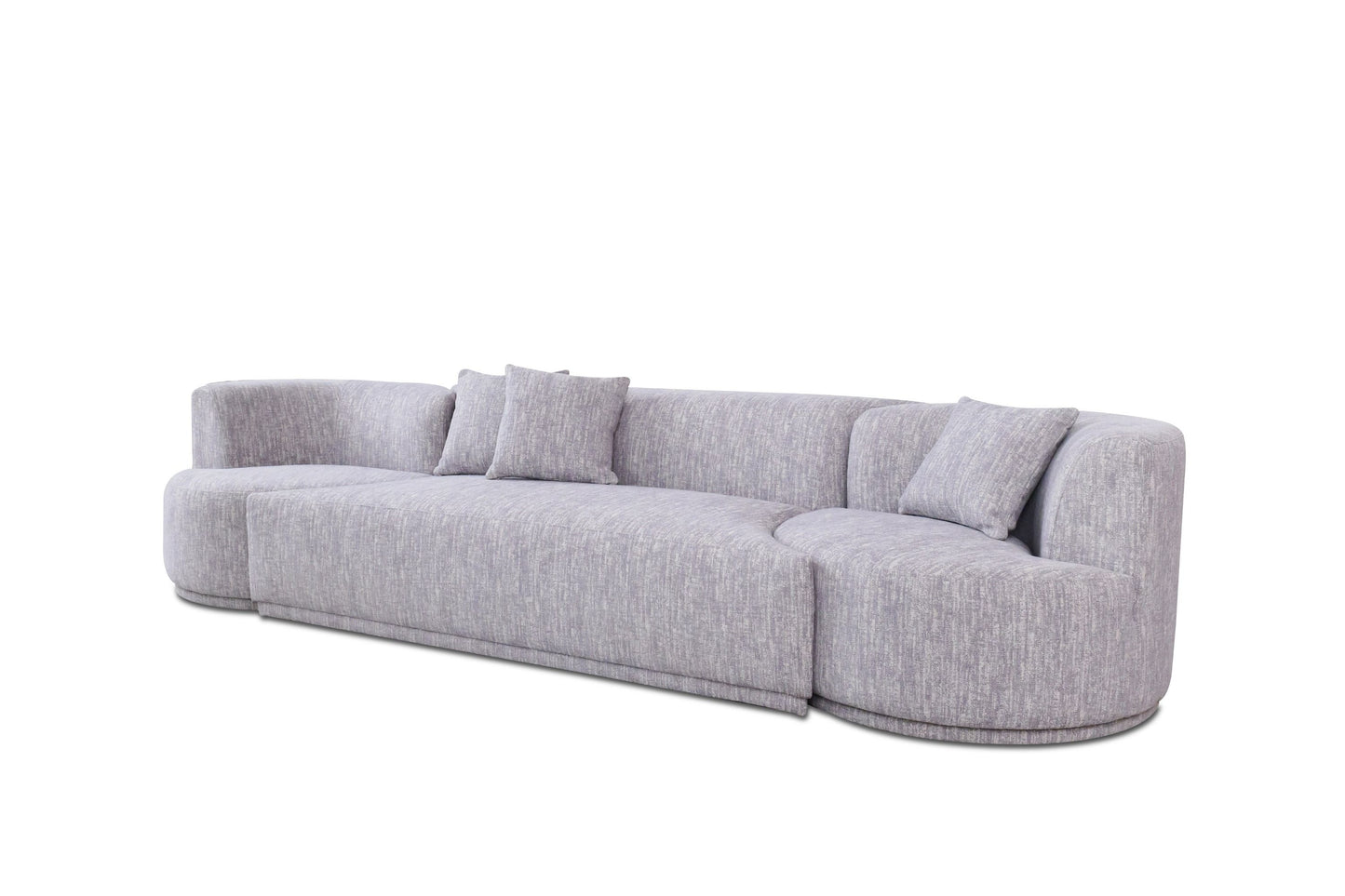 Divani Casa Beau Modern Light Grey Fabric Sectional Sofa With 2 Swirling Chairs - Stylish Upholstery and Unique Swirling Chair Design.