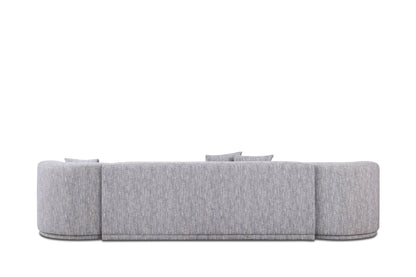 Divani Casa Beau Modern Light Grey Fabric Sectional Sofa With 2 Swirling Chairs - Stylish Upholstery and Unique Swirling Chair Design.