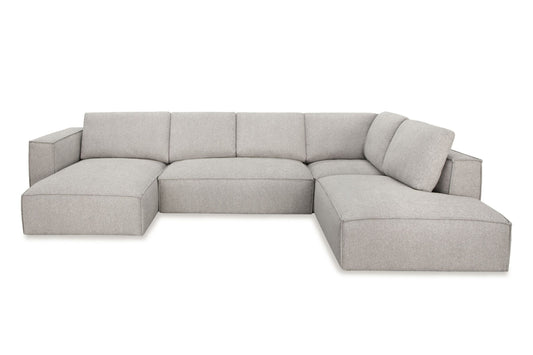 Divani Casa Lulu - Modern Light Grey Fabric Modular Sectional Sofa w/ Left Facing Chaise