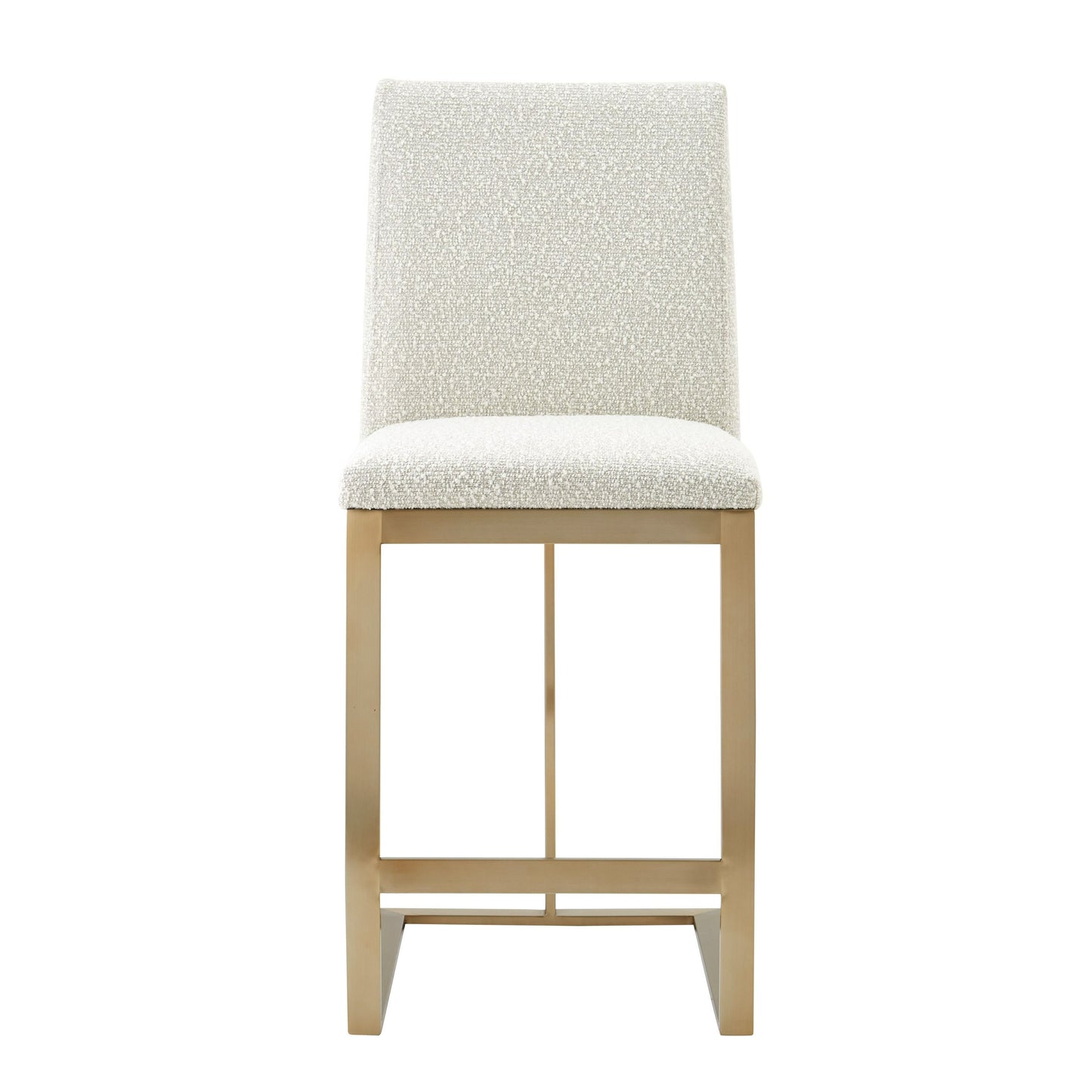 Modrest Frankie Modern Off-White Fabric + Antique Brass Counter Chair - Elegant and Comfortable Seating for a Contemporary Kitchen or Bar Area