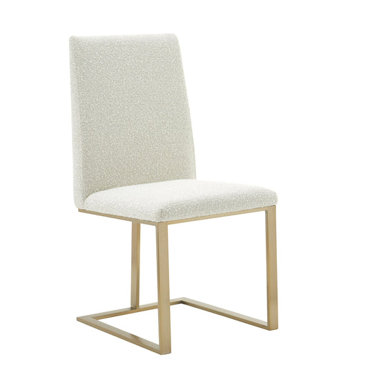 Modrest Frankie Modern Off-White Fabric + Antique Brass Dining Chair - Stylish and Comfortable Seating for a Contemporary Dining Room