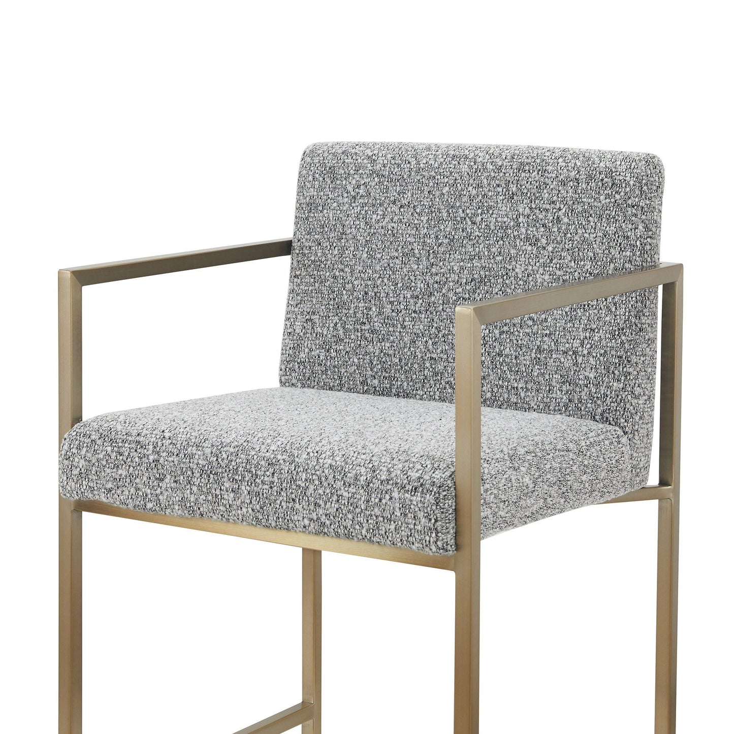 Modrest Suzanne Modern Grey Fabric Counter Chair with Antique Brass Legs for Elegant Bar Seating