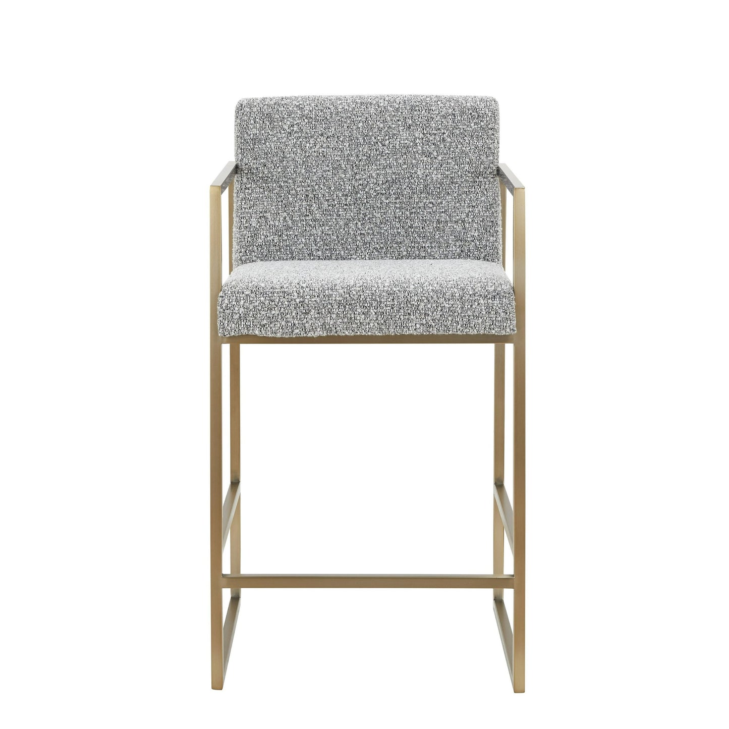 Modrest Suzanne Modern Grey Fabric Counter Chair with Antique Brass Legs for Elegant Bar Seating