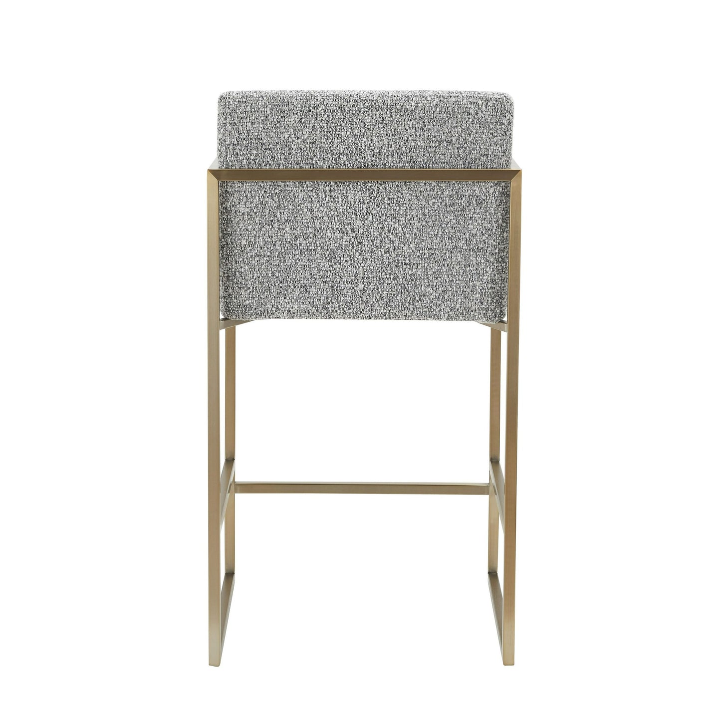 Modrest Suzanne Modern Grey Fabric Counter Chair with Antique Brass Legs for Elegant Bar Seating