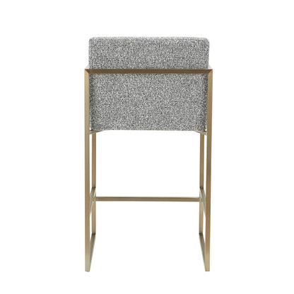 Modrest Suzanne Modern Grey Fabric Counter Chair with Antique Brass Legs for Elegant Bar Seating