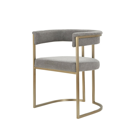 Modrest Byron Modern Grey Fabric Dining Chair with Antique Brass Legs for Contemporary Dining Rooms