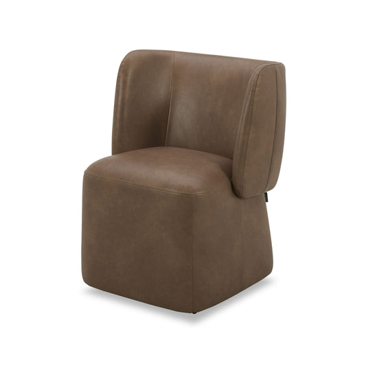 Modrest Standing Modern Brown Vegan Leather Swivel Dining Chair - Sleek and Comfortable Seating for a Contemporary Dining Space