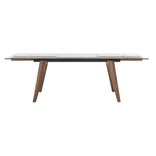 Modrest Marcus - Modern Glass + Walnut Extendable Dining Table