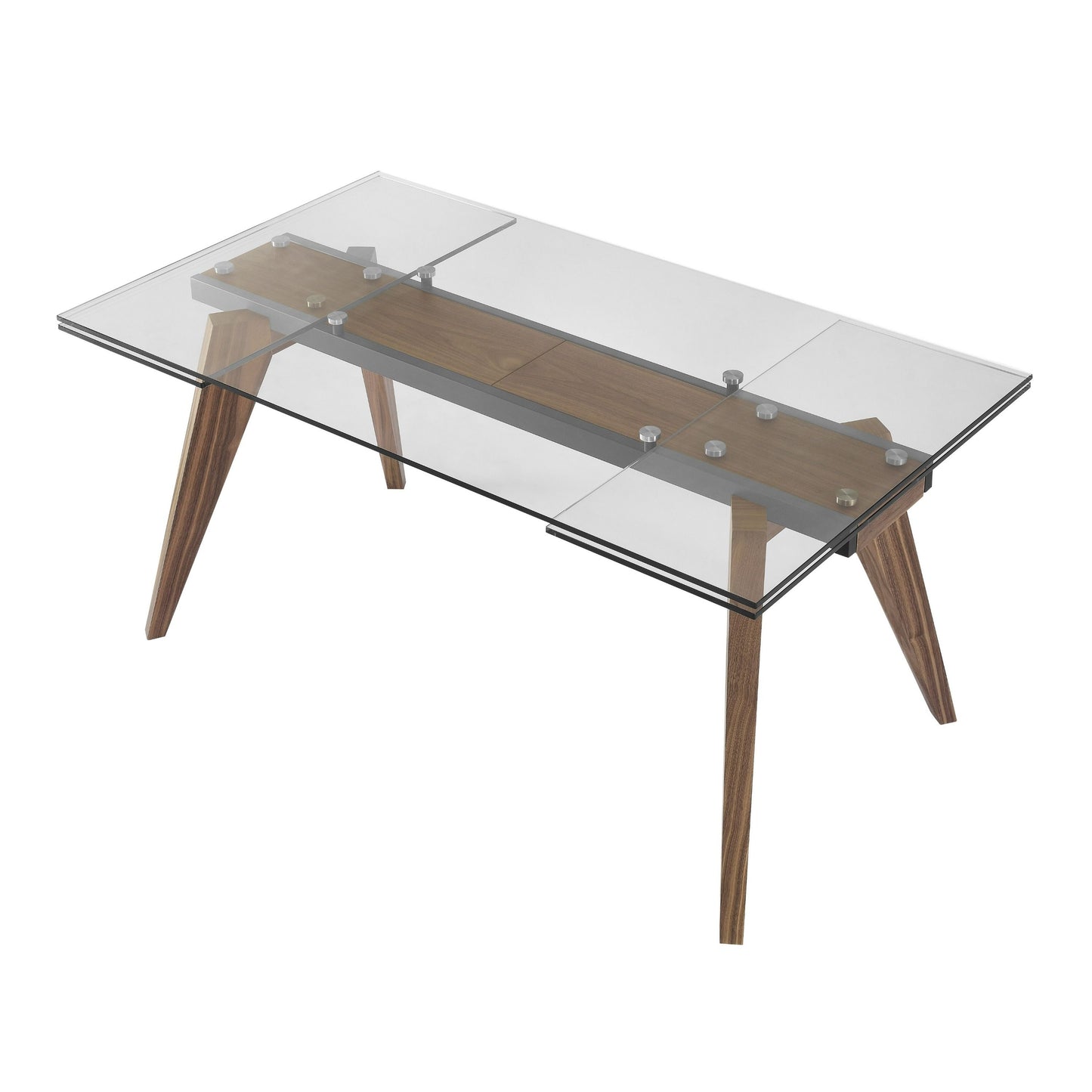 Modrest Marcus - Modern Glass + Walnut Extendable Dining Table