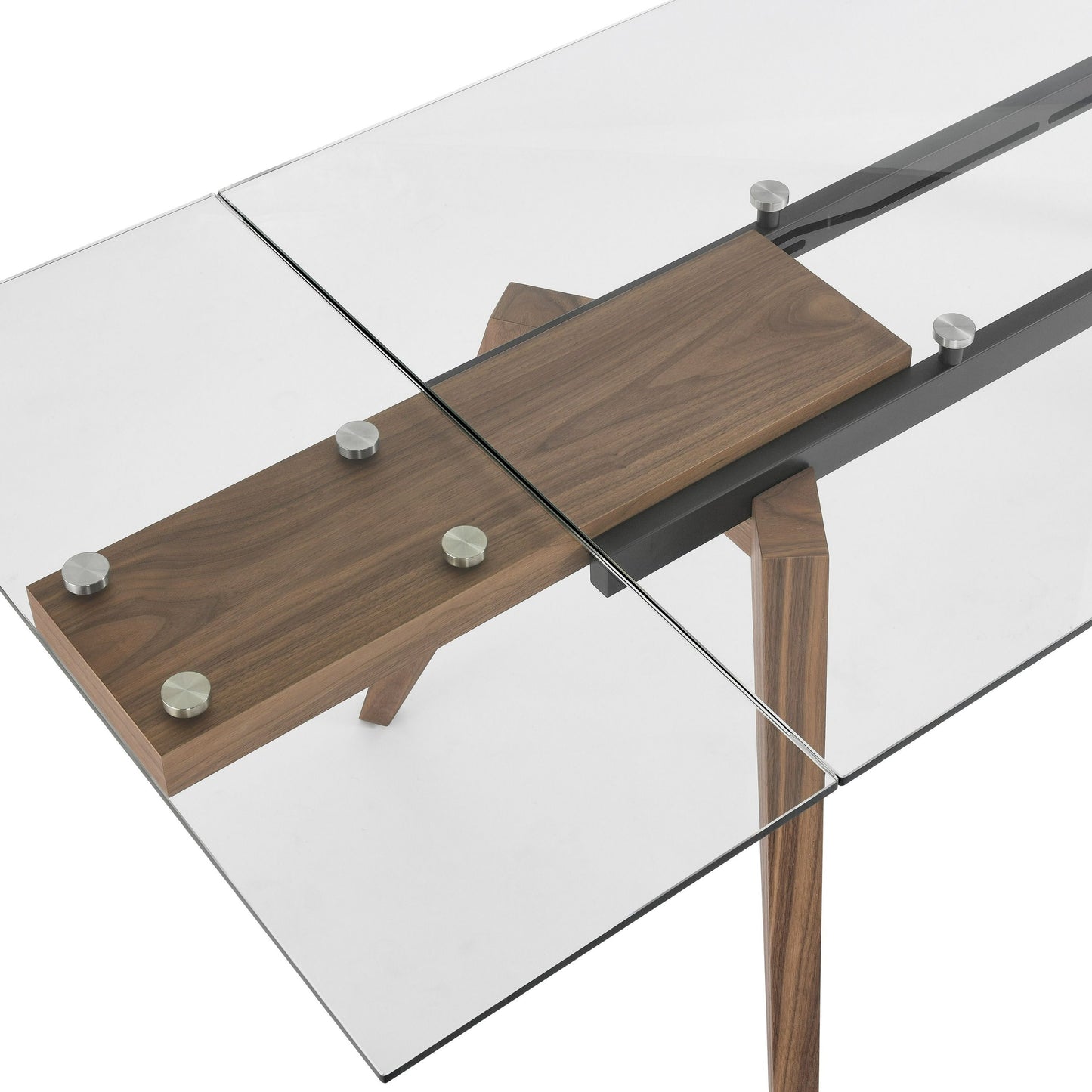 Modrest Marcus - Modern Glass + Walnut Extendable Dining Table