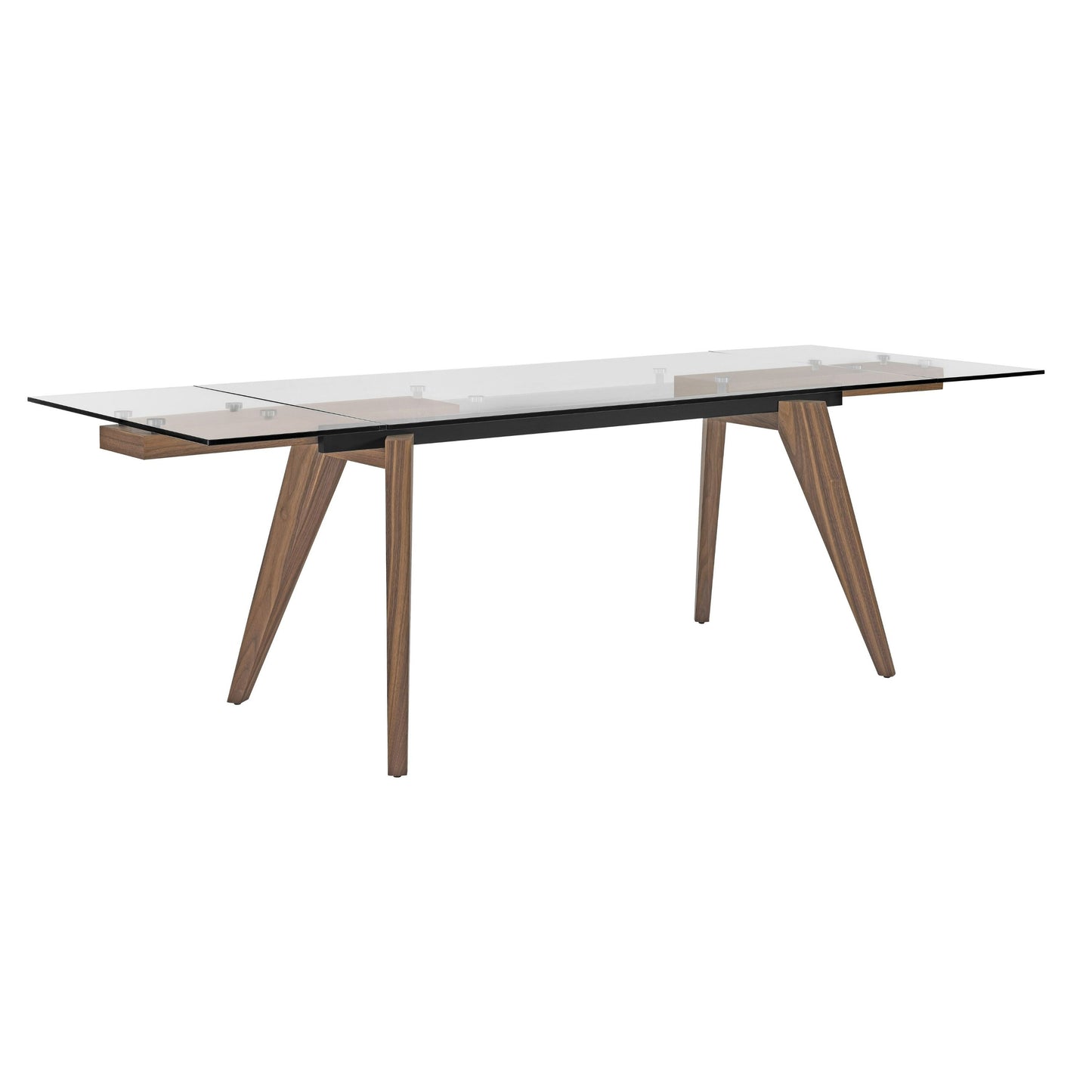 Modrest Marcus - Modern Glass + Walnut Extendable Dining Table