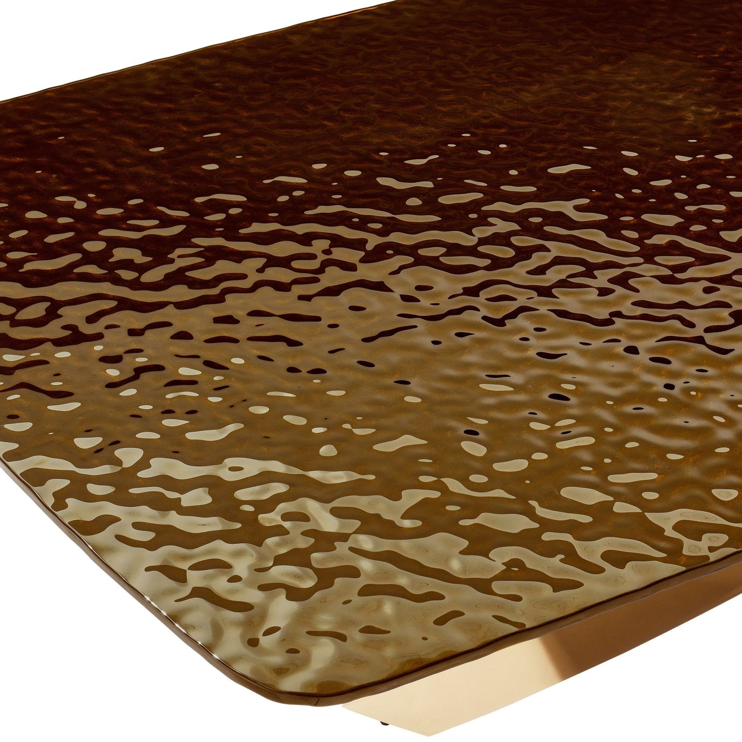 Modrest Pyrite - Modern Brown Glass + Rosegold Rectangular Dining Table