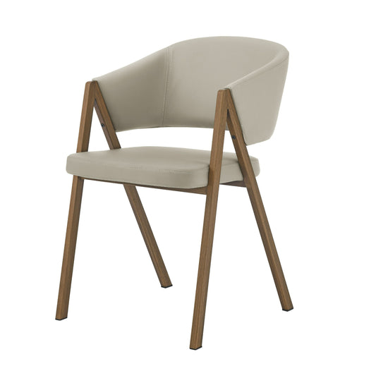 Modrest Marcus Modern Light Grey Vegan Leather Dining Chair (Set of 2) - Sleek and Comfortable Seating for a Contemporary Dining Space