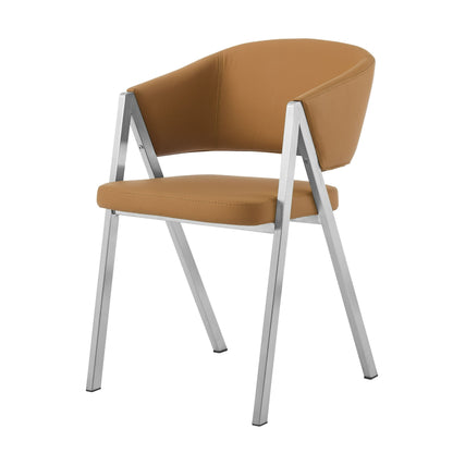Modrest Marcus Modern Camel Vegan Leather Dining Chair (Set of 2) - Stylish and Durable Seating for a Contemporary Dining Room