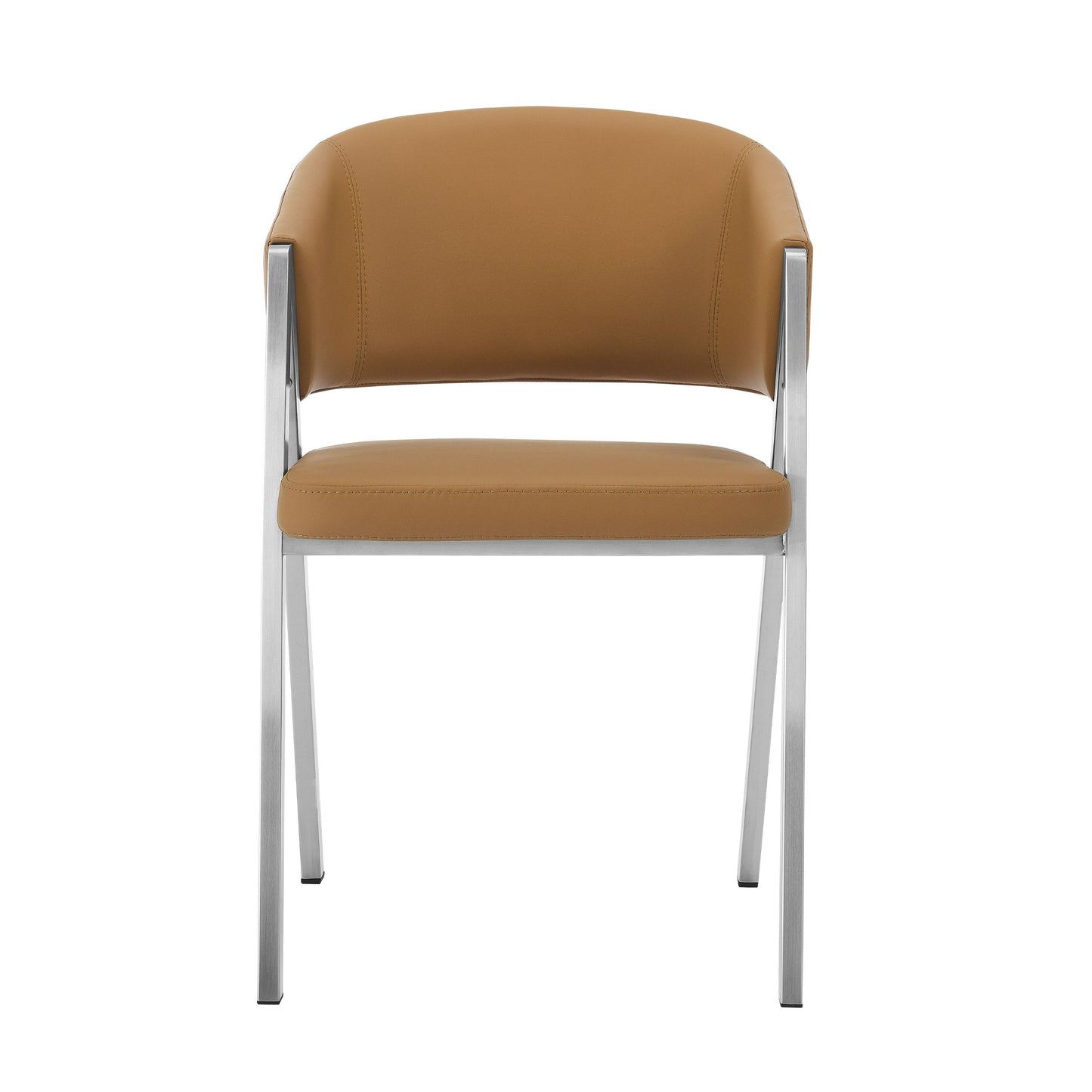 Modrest Marcus Modern Camel Vegan Leather Dining Chair (Set of 2) - Stylish and Durable Seating for a Contemporary Dining Room