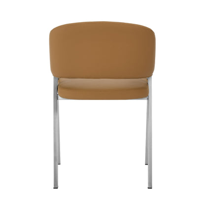 Modrest Marcus Modern Camel Vegan Leather Dining Chair (Set of 2) - Stylish and Durable Seating for a Contemporary Dining Room