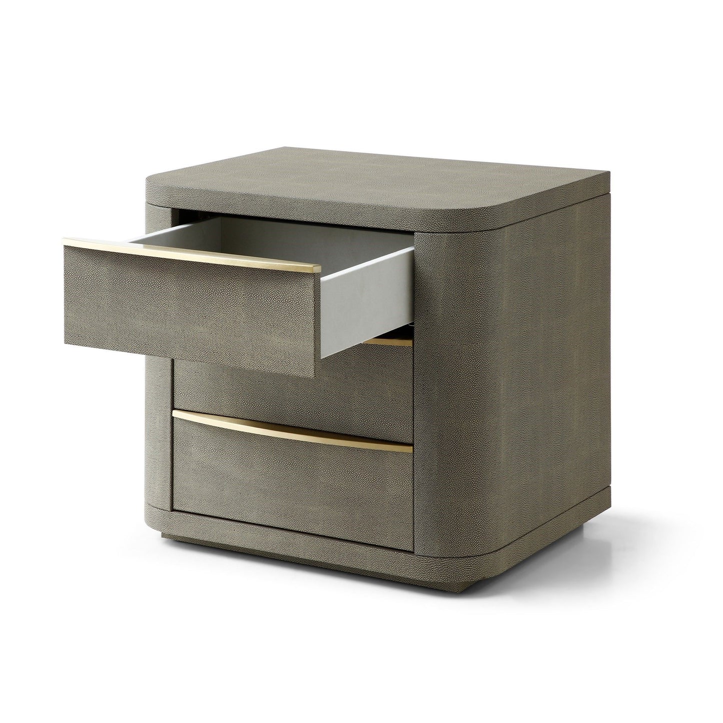 Modrest Lois - Modern Beige Shagreen + Brass Nightstand