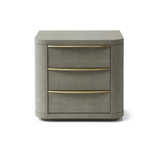 Modrest Lois - Modern Beige Shagreen + Brass Nightstand