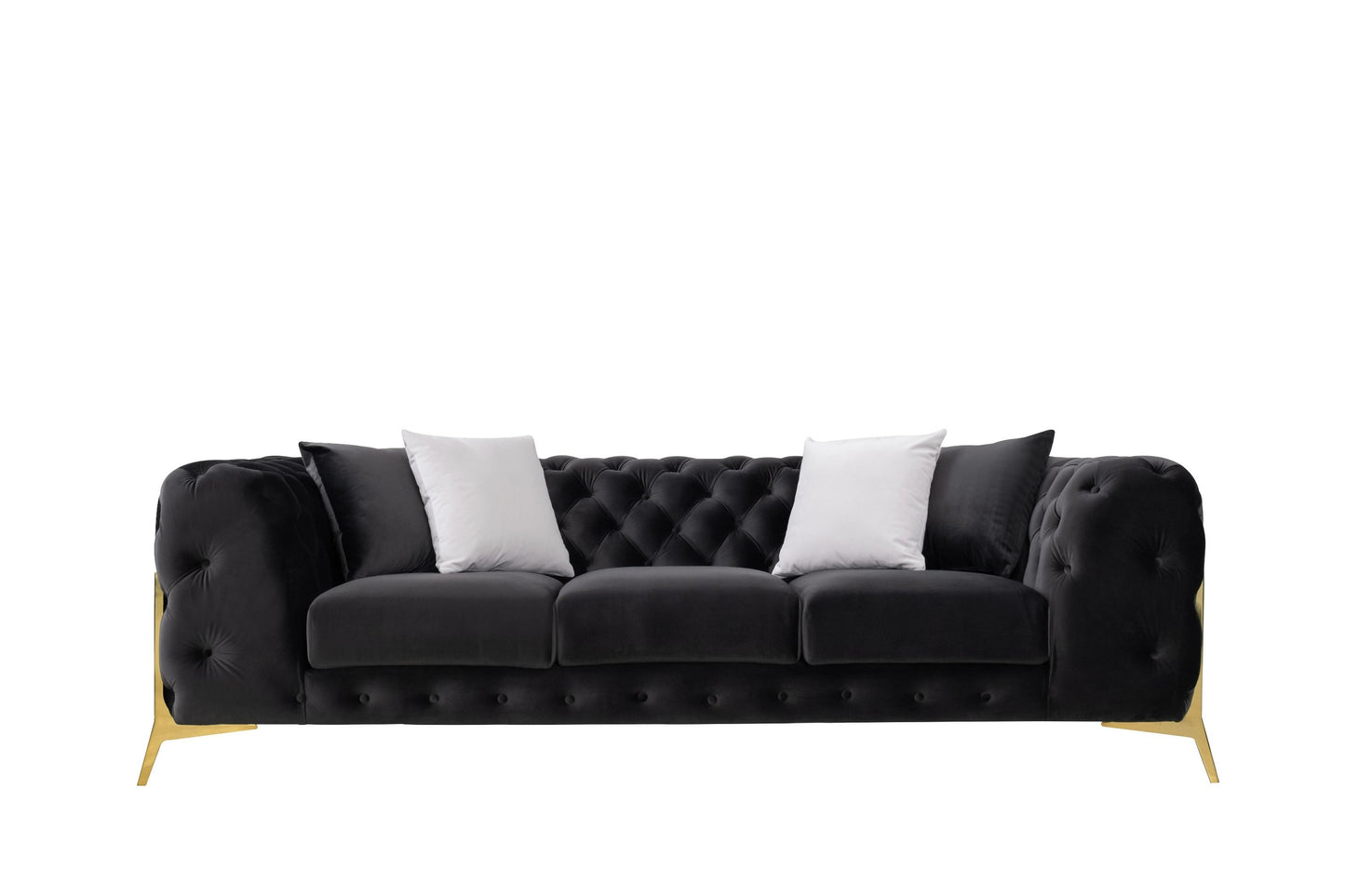 Divani Casa Clarice - Transitional Black Velvet Sofa Set