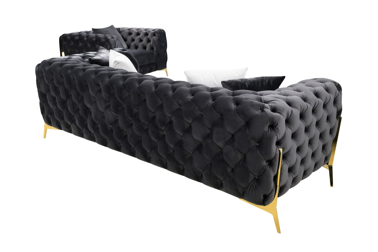 Divani Casa Clarice - Transitional Black Velvet Sofa Set