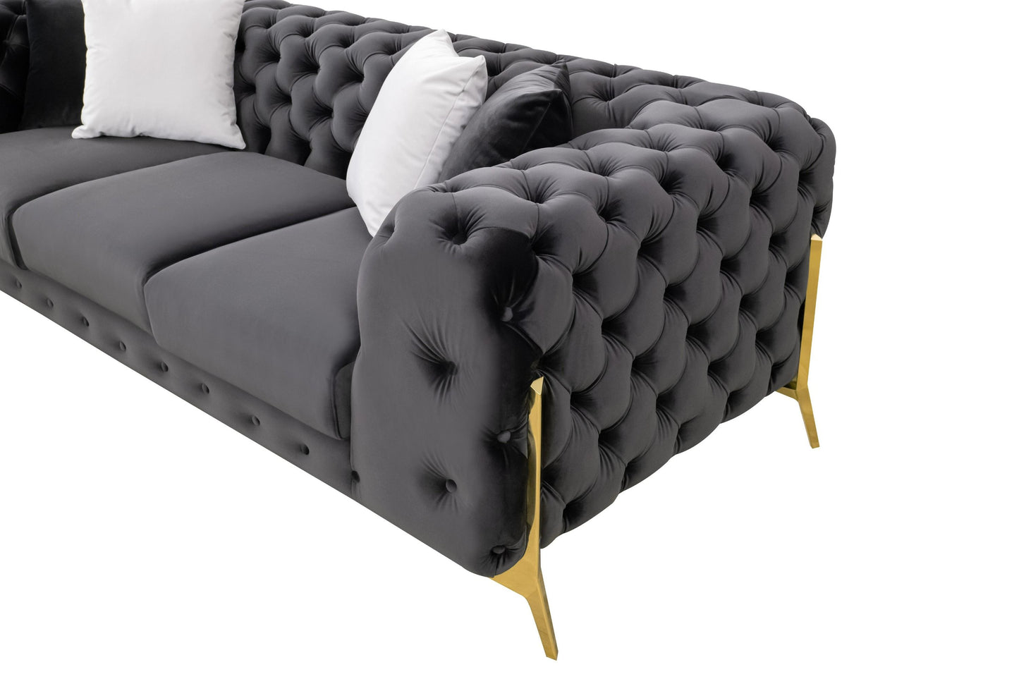 Divani Casa Clarice - Transitional Black Velvet Sofa Set