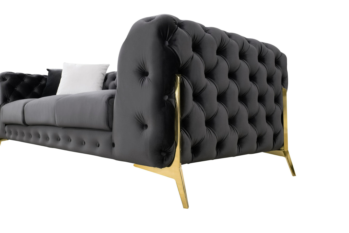 Divani Casa Clarice - Transitional Black Velvet Sofa Set