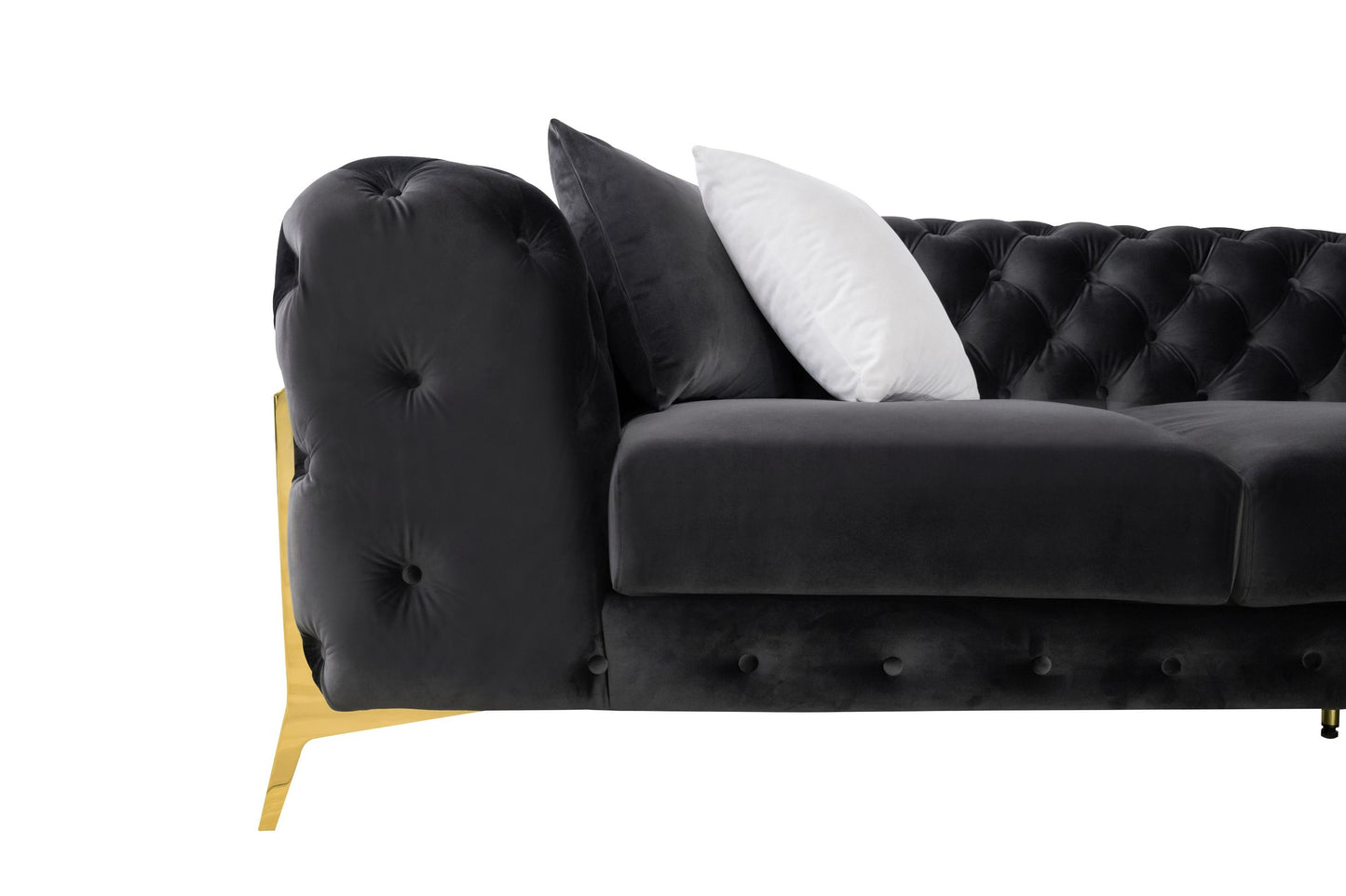 Divani Casa Clarice - Transitional Black Velvet Sofa Set