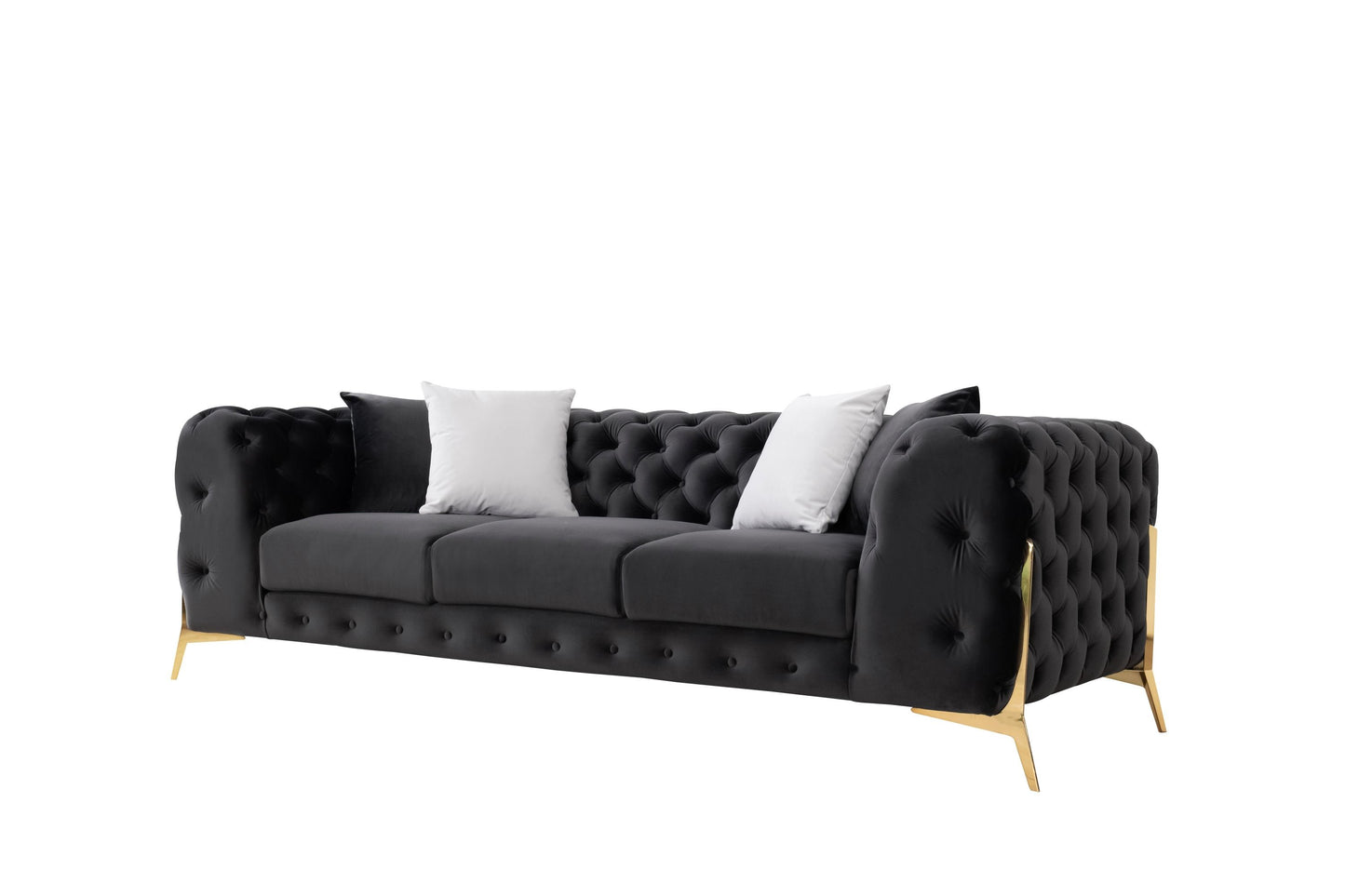 Divani Casa Clarice - Transitional Black Velvet Sofa Set