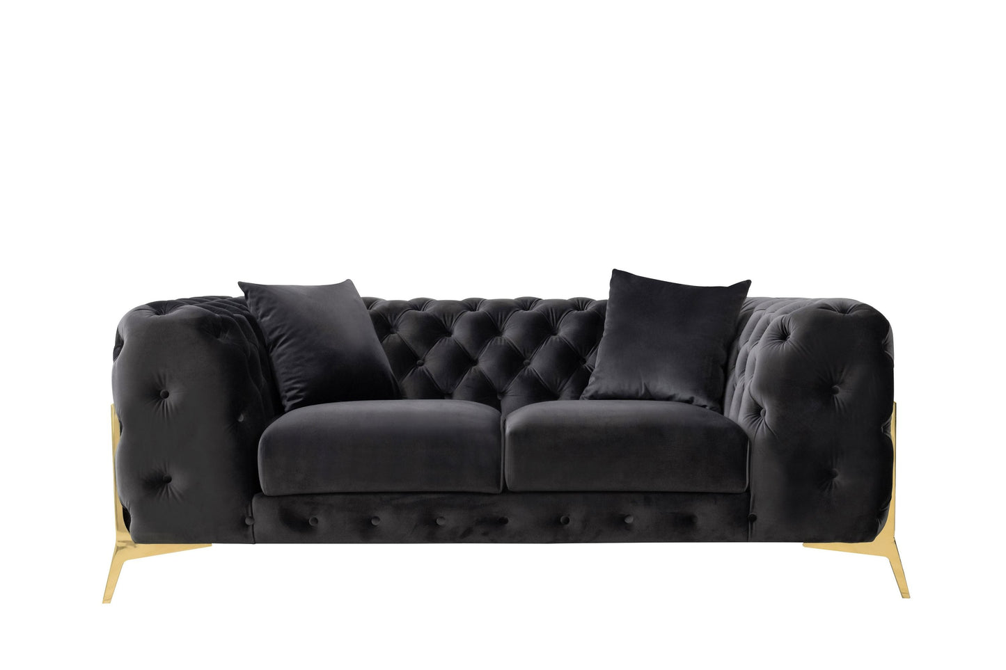 Divani Casa Clarice - Transitional Black Velvet Sofa Set