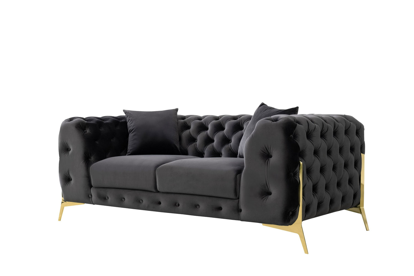 Divani Casa Clarice - Transitional Black Velvet Sofa Set