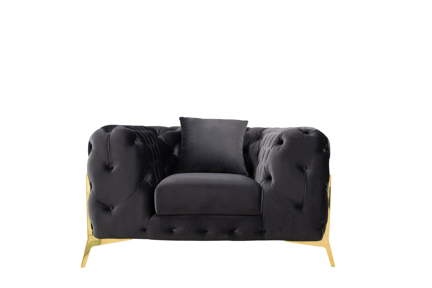 Divani Casa Clarice - Transitional Black Velvet Sofa Set