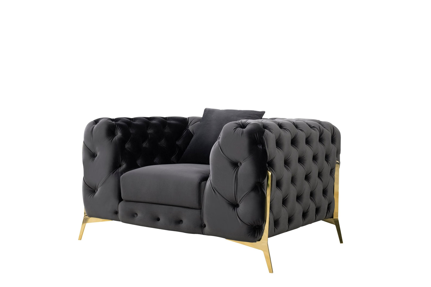 Divani Casa Clarice - Transitional Black Velvet Sofa Set