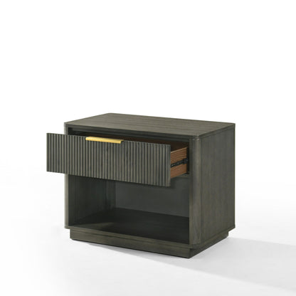 Nova Domus Santa Barbara + Santa Monica Modern Grey Fabric + Grey Wash Bedroom Set - Sleek and Stylish Bedroom Furniture for a Contemporary Look