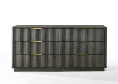 Nova Domus Santa Barbara + Santa Monica Modern Grey Fabric + Grey Wash Bedroom Set - Sleek and Stylish Bedroom Furniture for a Contemporary Look