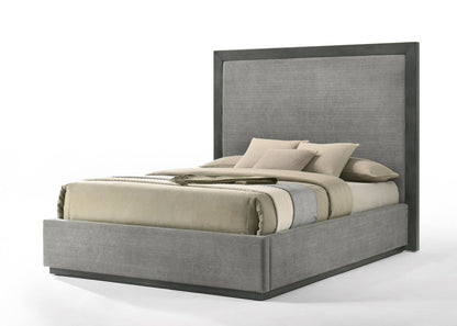 Nova Domus Santa Barbara + Santa Monica Modern Grey Fabric + Grey Wash Bedroom Set - Sleek and Stylish Bedroom Furniture for a Contemporary Look