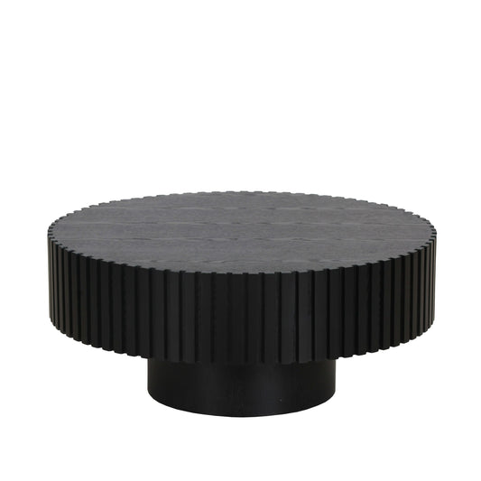 Modrest Pierre Modern Black Ash Small Round Coffee Table Compact Sophistication with Timeless Design for Contemporary Living Spaces