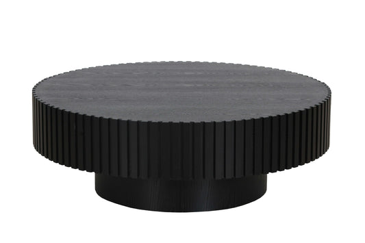 Modrest Pierre Modern Black Ash Large Round Coffee Table Bold Sophistication with Timeless Design for Contemporary Living Spaces