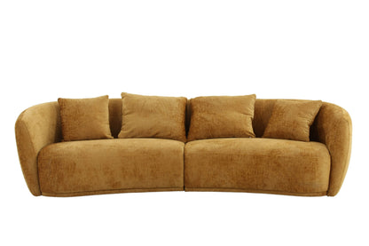 Divani Casa Oakland Modern Mustard Fabric 4-Seat Sofa - Stylish and Comfortable Seating for Your Living Room