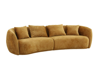 Divani Casa Oakland Modern Mustard Fabric 4-Seat Sofa - Stylish and Comfortable Seating for Your Living Room