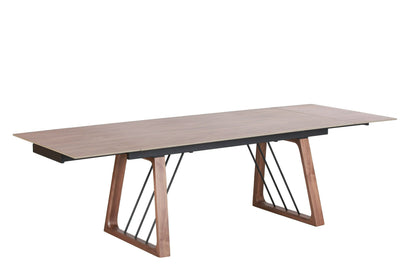Modrest Emmond Mid-Century Modern Ceramic Walnut Extendable Dining Table Timeless Design with Modern Functionality