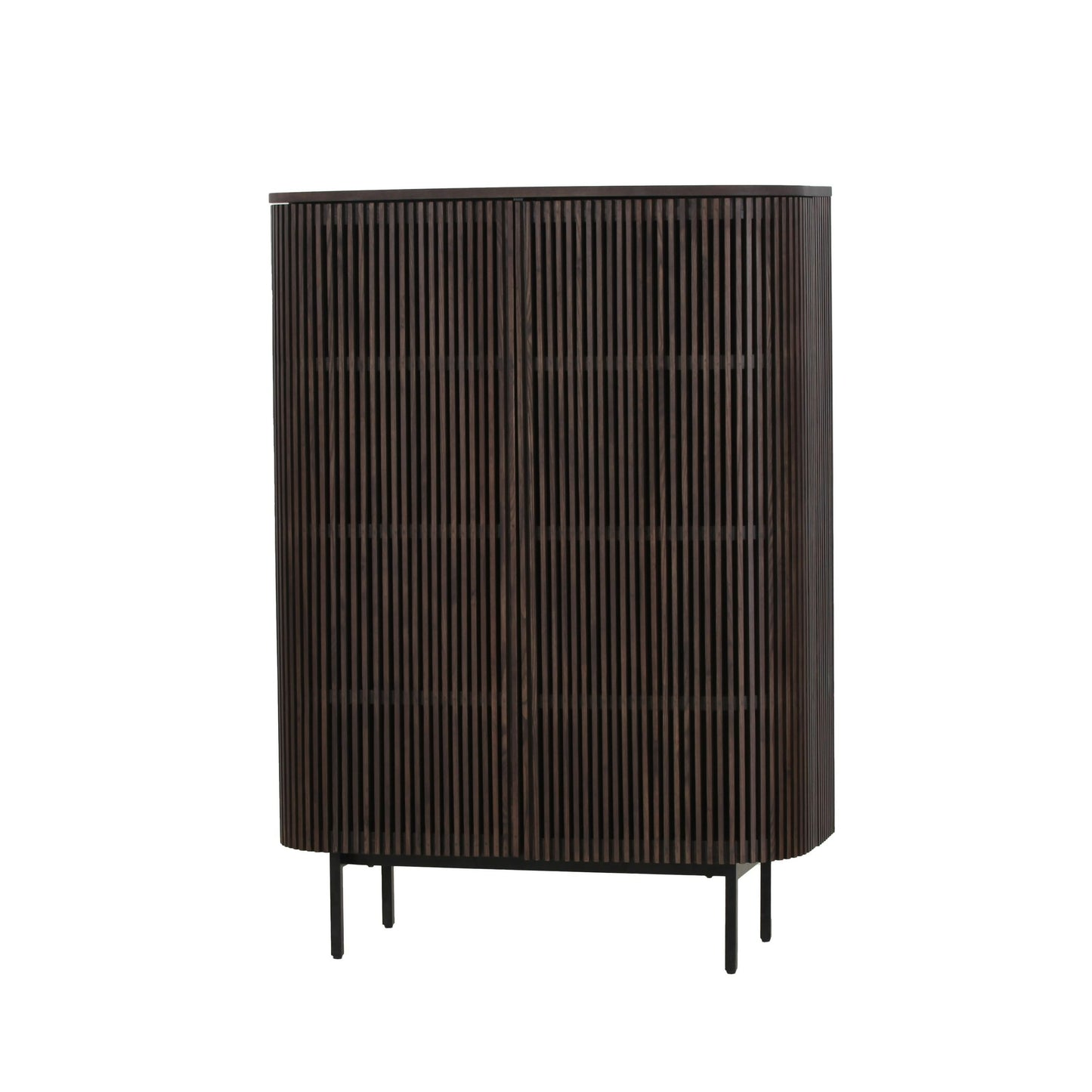 Modrest Clifton Modern Smoked Ash Tall Buffet Elegant Contemporary Storage Solution for Stylish Living Spaces