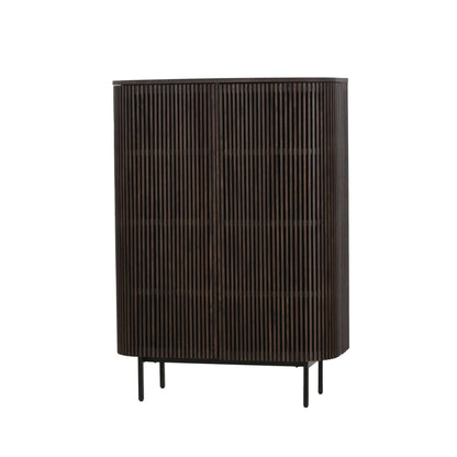 Modrest Clifton Modern Smoked Ash Tall Buffet Elegant Contemporary Storage Solution for Stylish Living Spaces