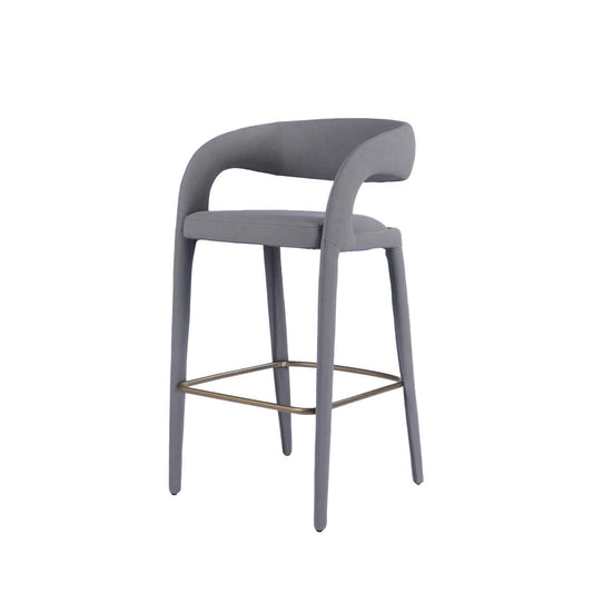 Modrest Faerron Modern Grey Leatherette Bar Chair A Sleek Fusion of Minimalist Elegance and Contemporary Craftsmanship for Sophisticated Living Spaces