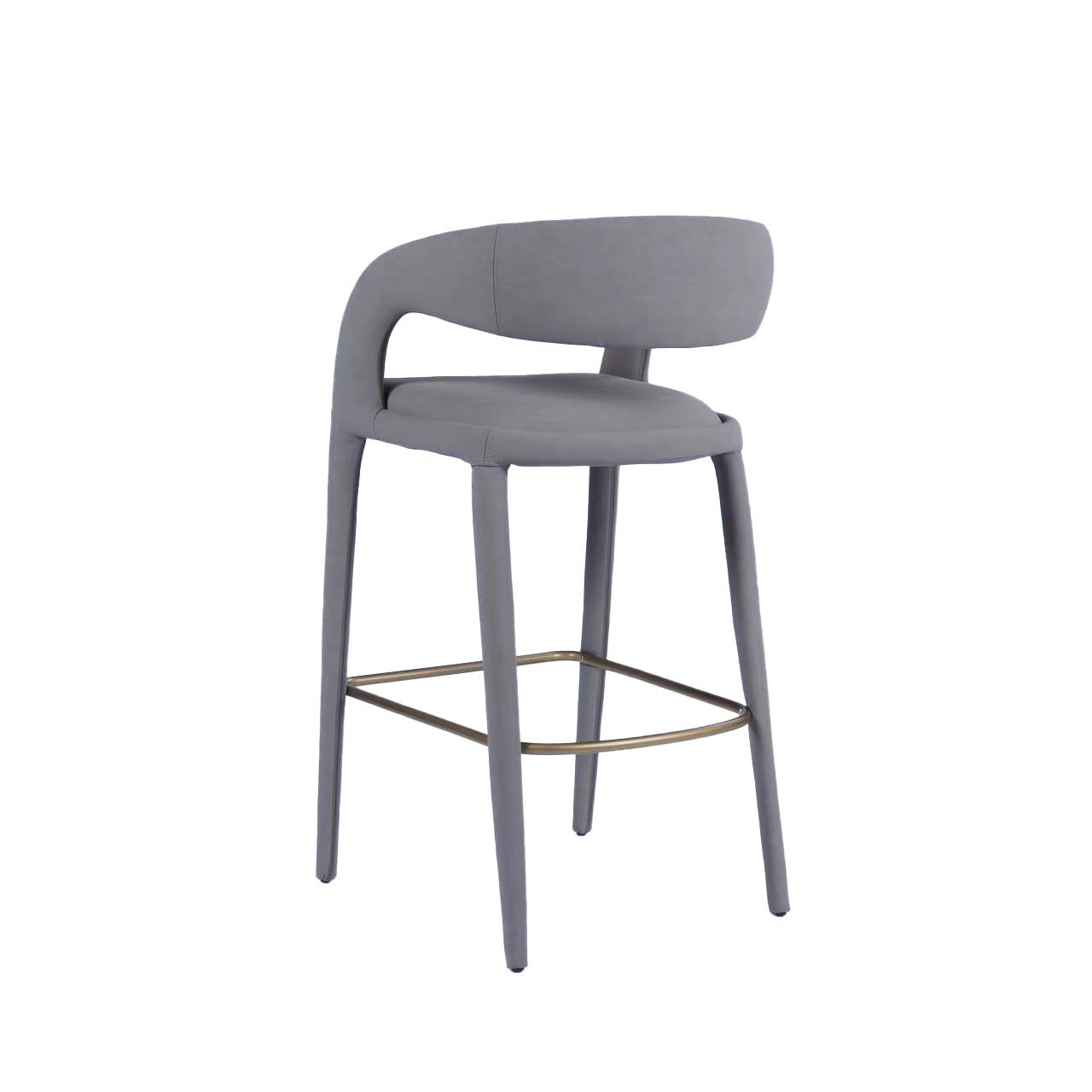 Modrest Faerron - Modern Grey Leatherette Bar Chair