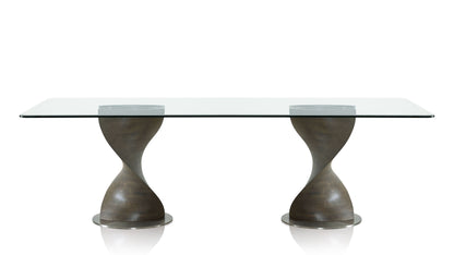 Modrest Cleveland Contemporary Glass and Grey Ash Dining Table A Stunning Fusion of Sleek Glass and Natural Textures for Sophisticated Dining Spaces