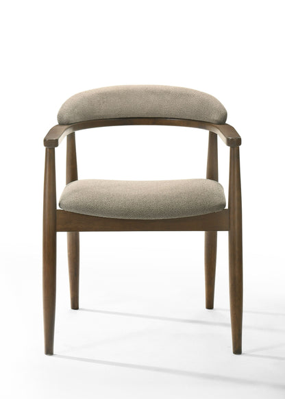 Modrest Cohen Mid-Century Modern Tan Fabric Walnut Dining Chair A Timeless Blend of Elegant Design and Contemporary Comfort for Sophisticated Dining Spaces