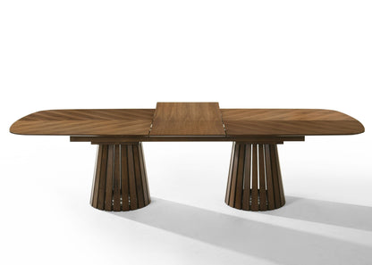 Modrest Truman Mid-Century Modern Walnut Extendable Dining Set A Sophisticated Fusion of Timeless Design and Functional Elegance for Sophisticated Dining Spaces
